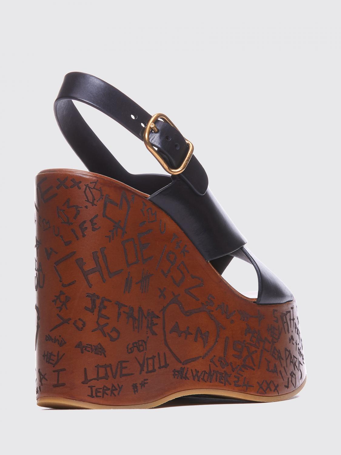 woman's wedge shoes chloé