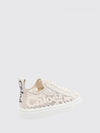 chloé lauren lace and leather platform sneakers with logo