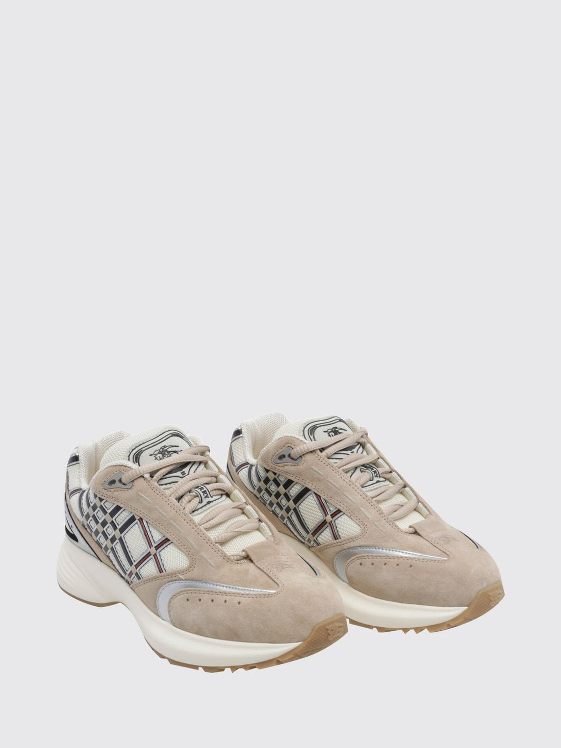 BURBERRY 35½ eclipse suede and fabric check low-top sneakers