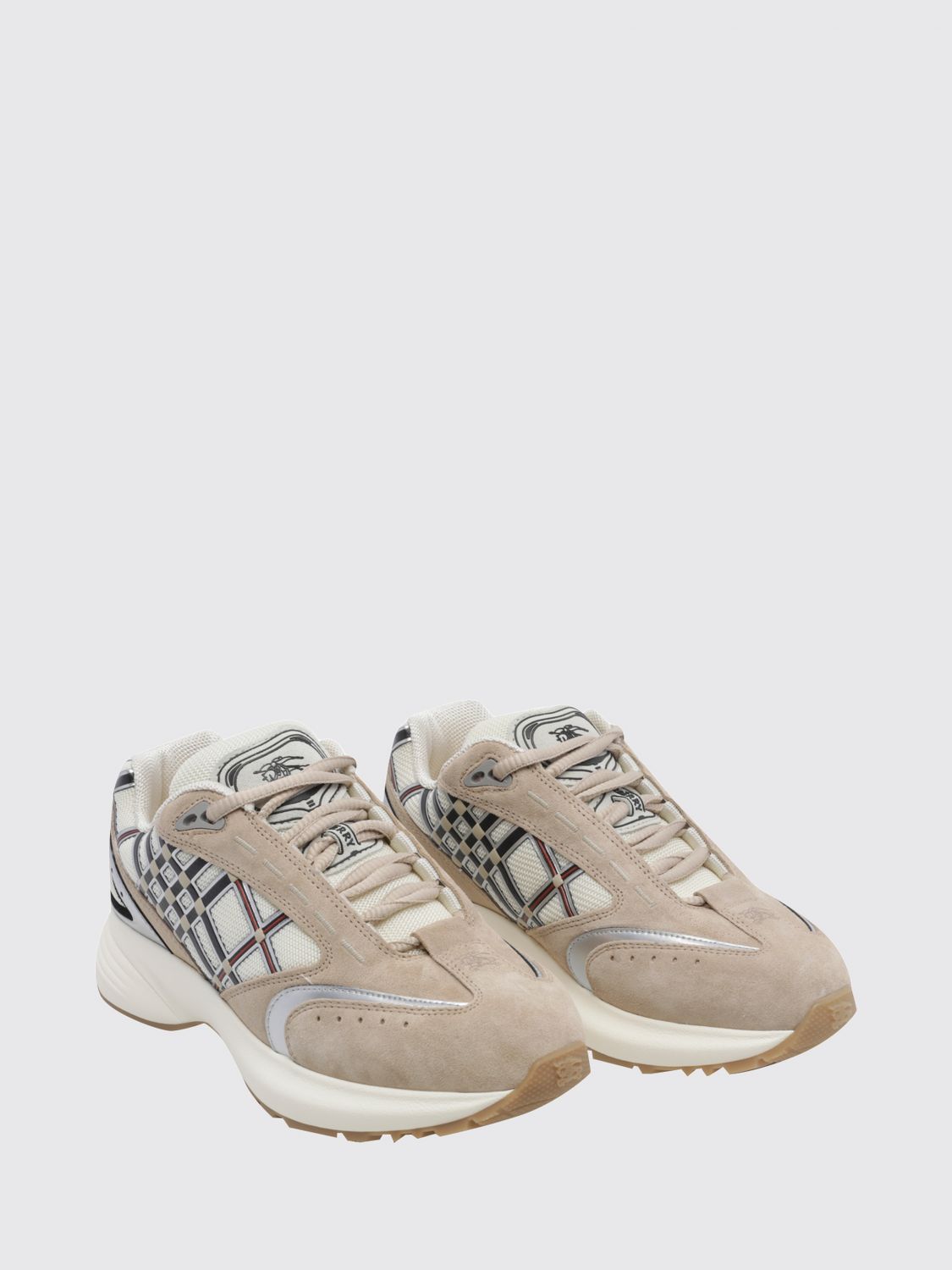 eclipse suede and fabric check low-top sneakers