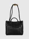 andiamo small handbag in woven leather with a shoulder strap