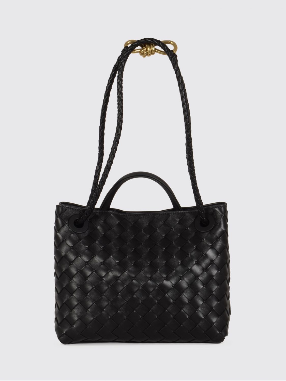 andiamo small handbag in woven leather with a shoulder strap