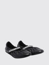 jade calfskin leather ballet pumps with crystal embellishment