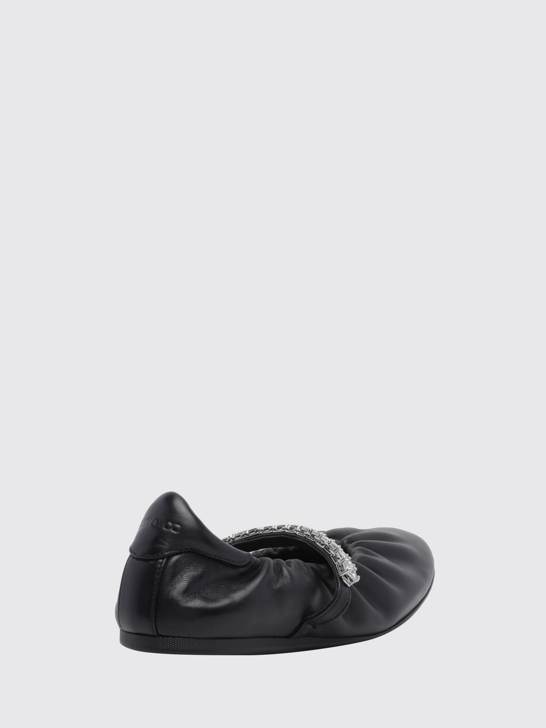 jade calfskin leather ballet pumps with crystal embellishment