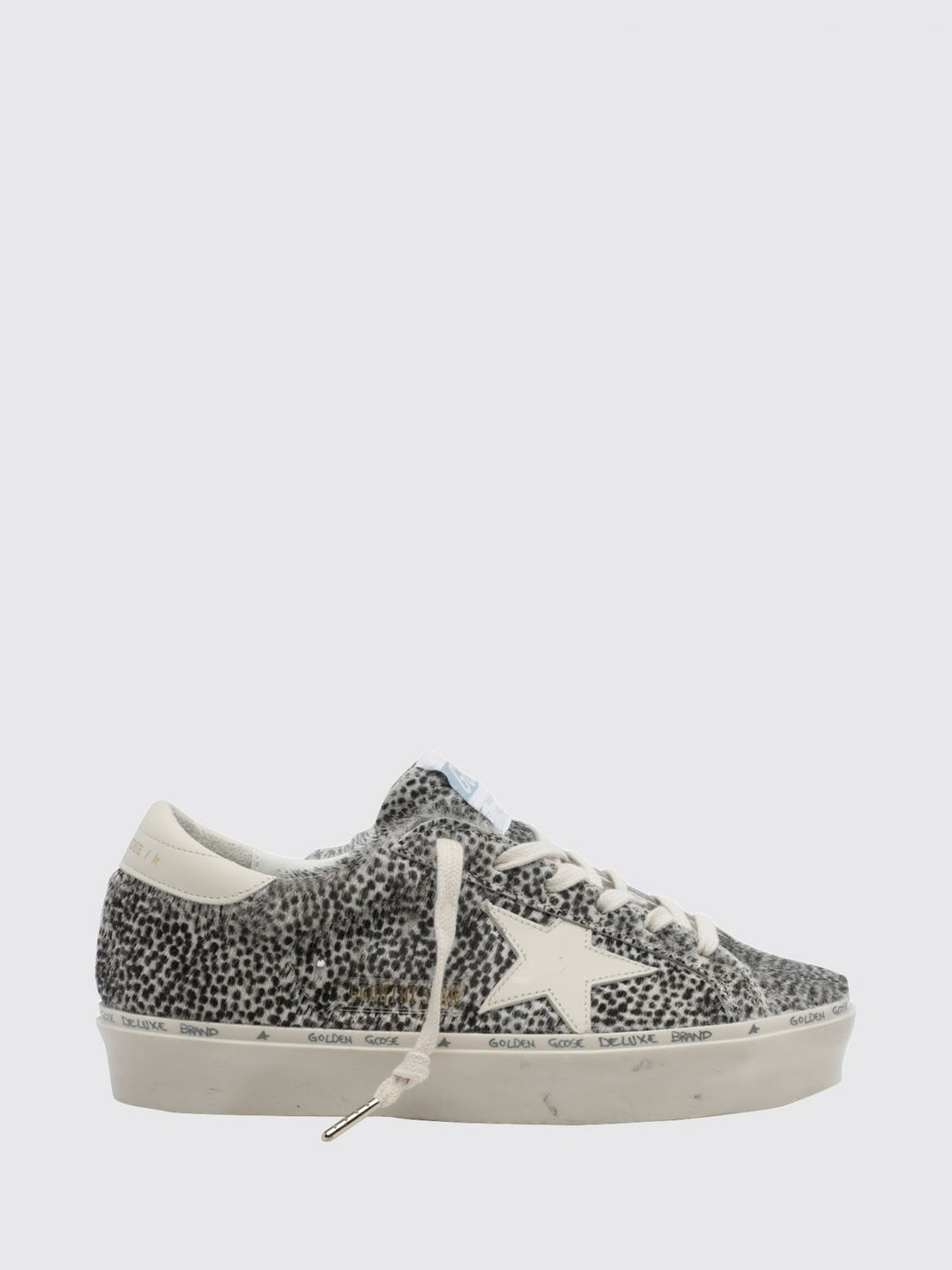 GOLDEN GOOSE 36 hi star animal print pony hair trainers with platform sole