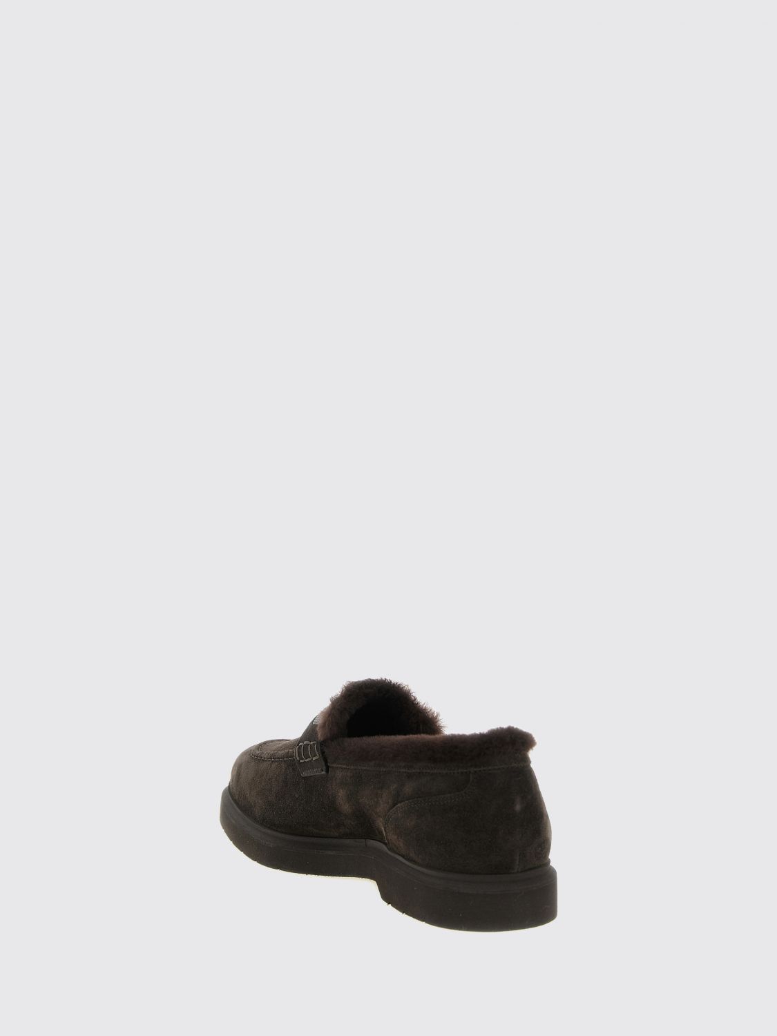 shearling-lined suede penny loafers with monili