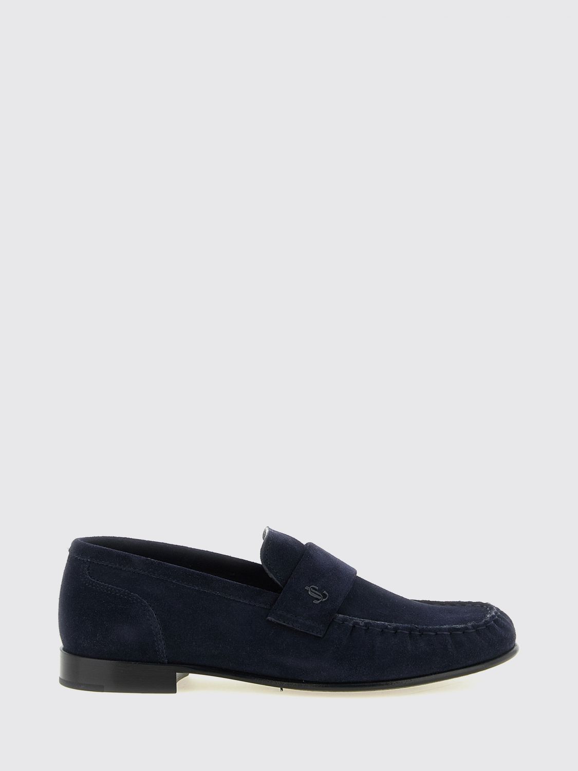 ellis suede penny loafers with metallic monogram hardware