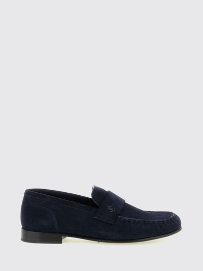 ellis suede penny loafers with metallic monogram hardware