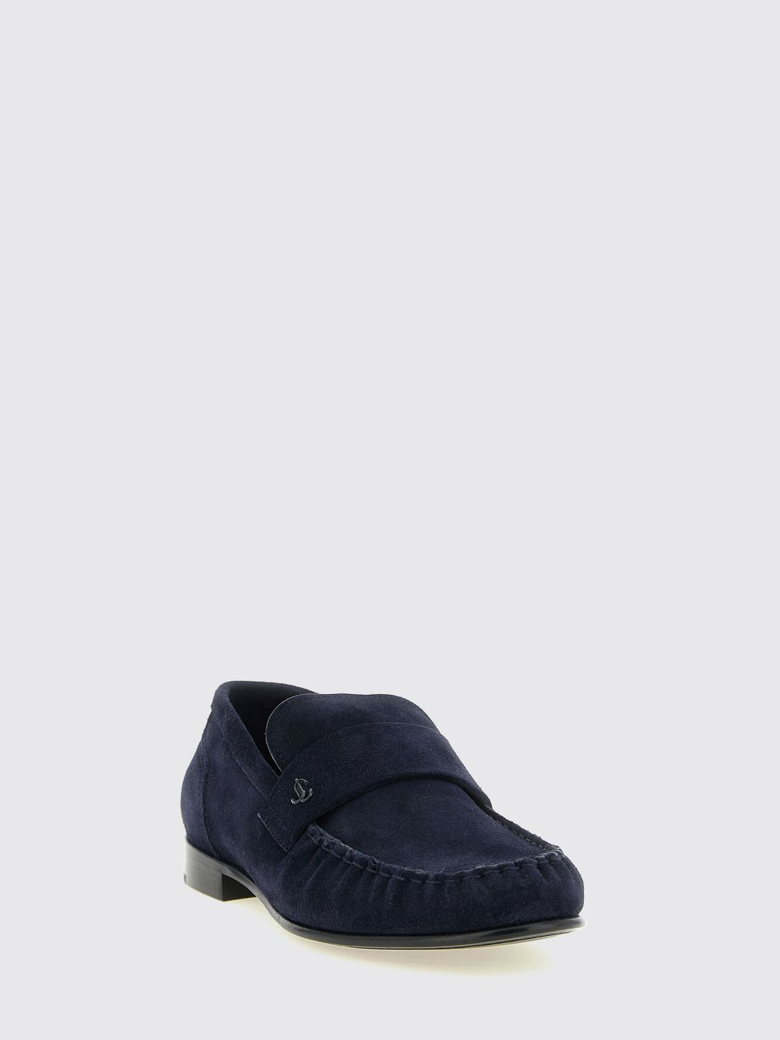 ellis suede penny loafers with metallic monogram hardware