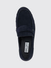ellis suede penny loafers with metallic monogram hardware