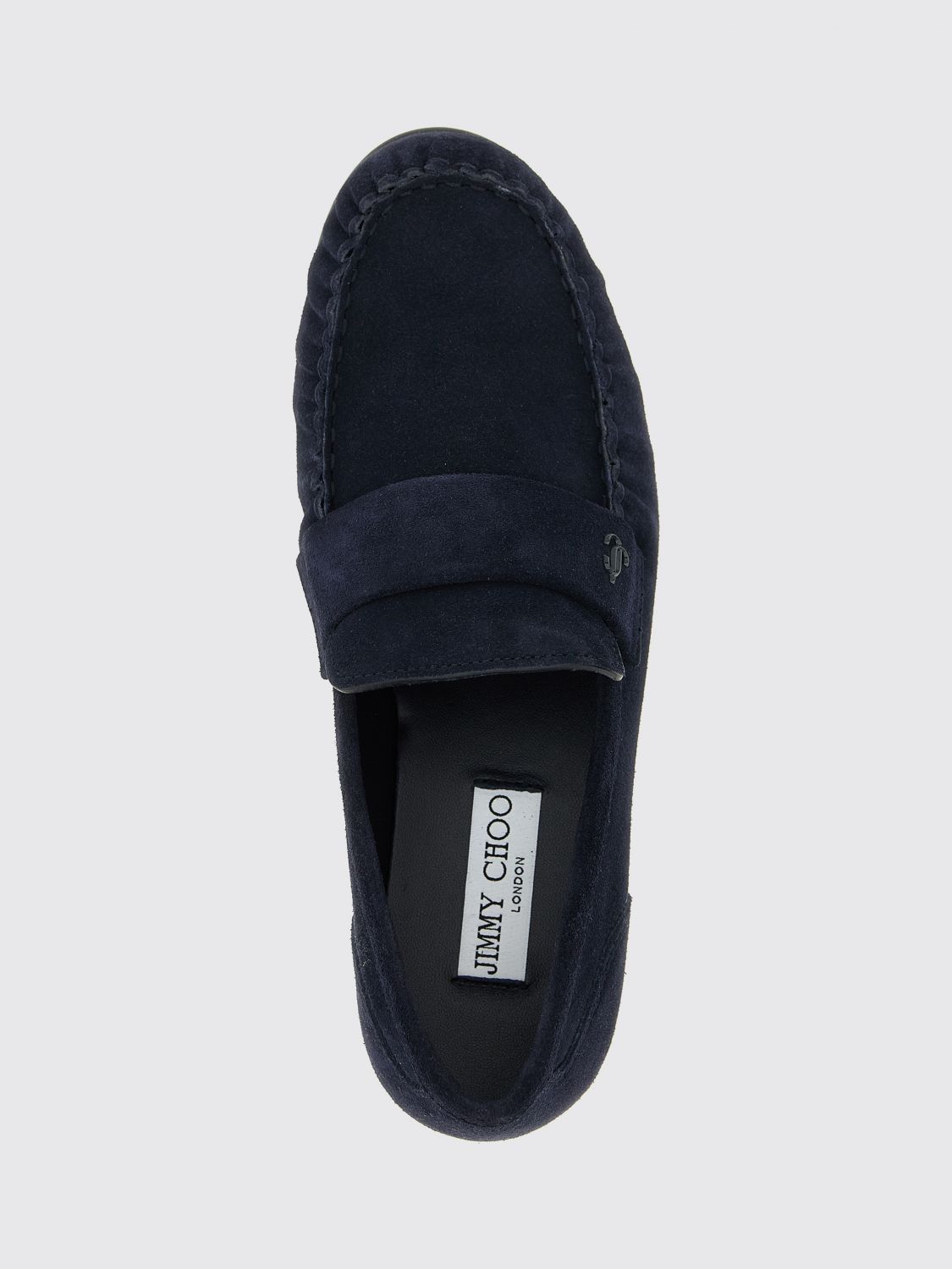 ellis suede penny loafers with metallic monogram hardware