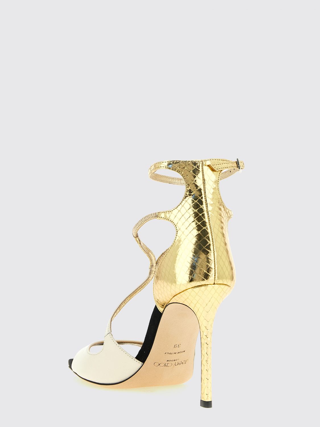 azia python-print leather sandals with high heels and crystals
