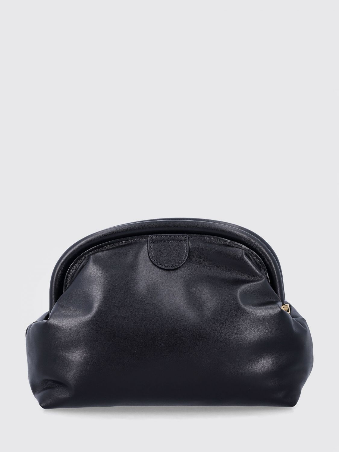 falabella faux leather hand clutch with chain strap