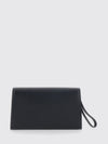gancini pouch in grained calfskin with wrist strap