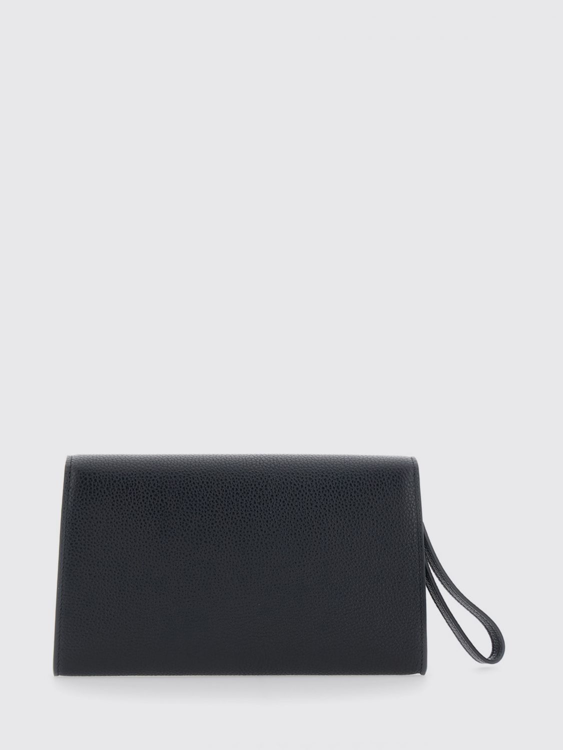 gancini pouch in grained calfskin with wrist strap