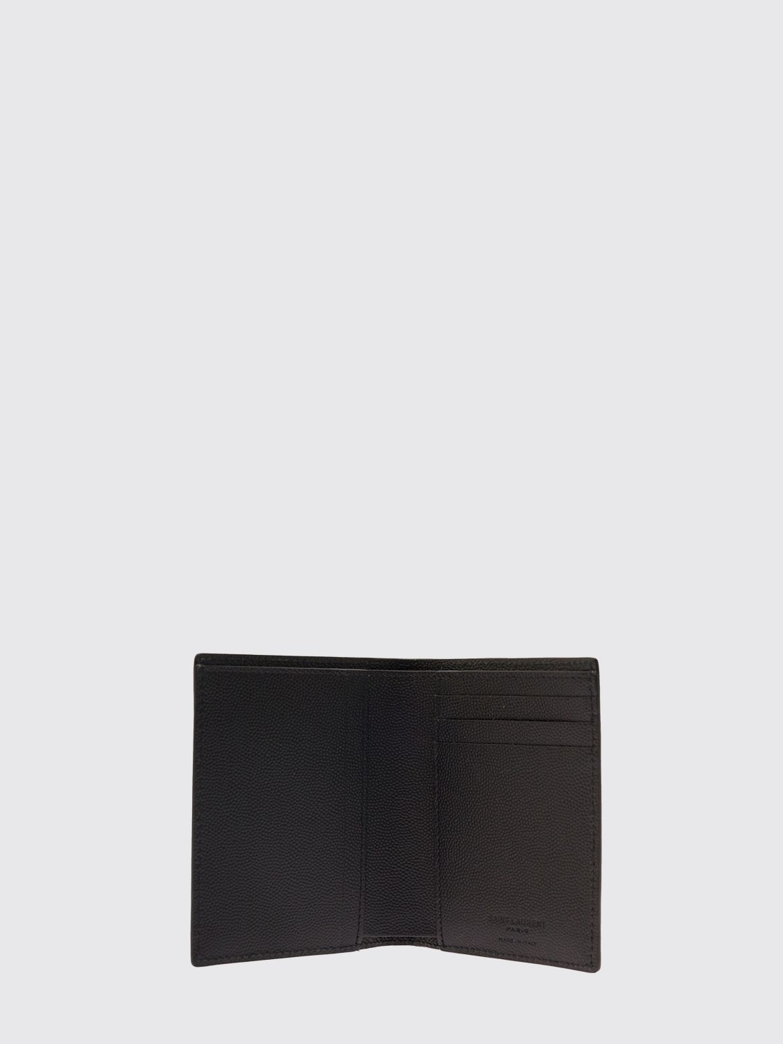 bifold wallet in grain de poudre leather with laminated logo