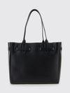 full-grain leather tote bag with double handle and monogram logo