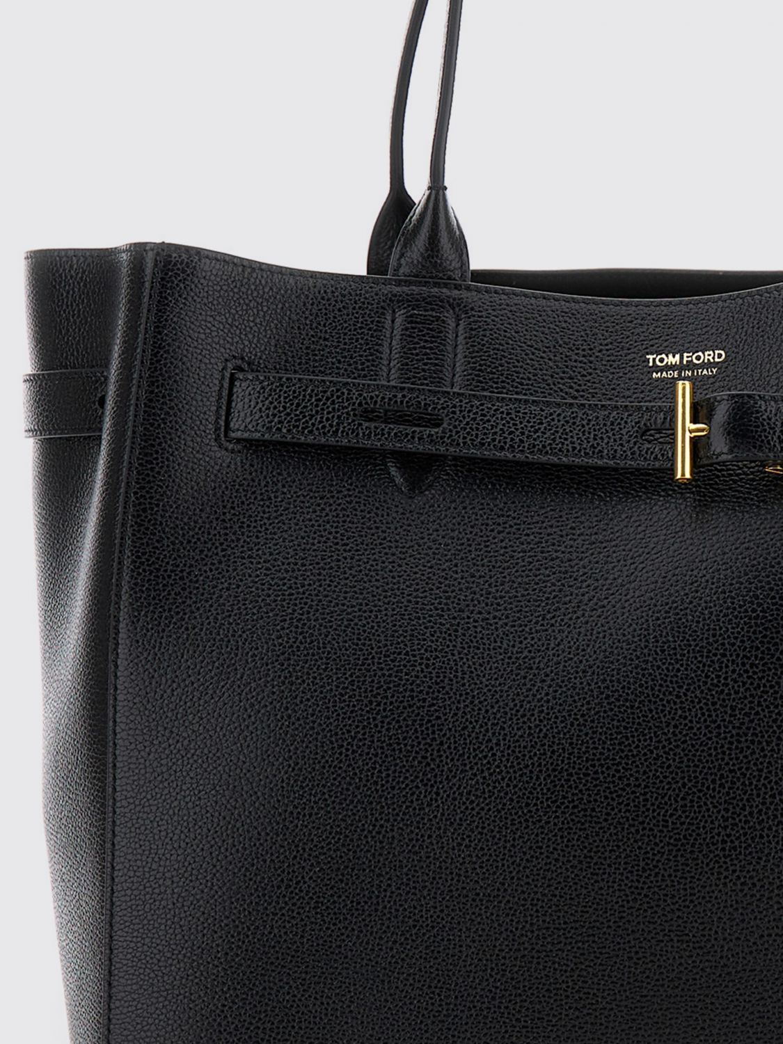 full-grain leather tote bag with double handle and monogram logo