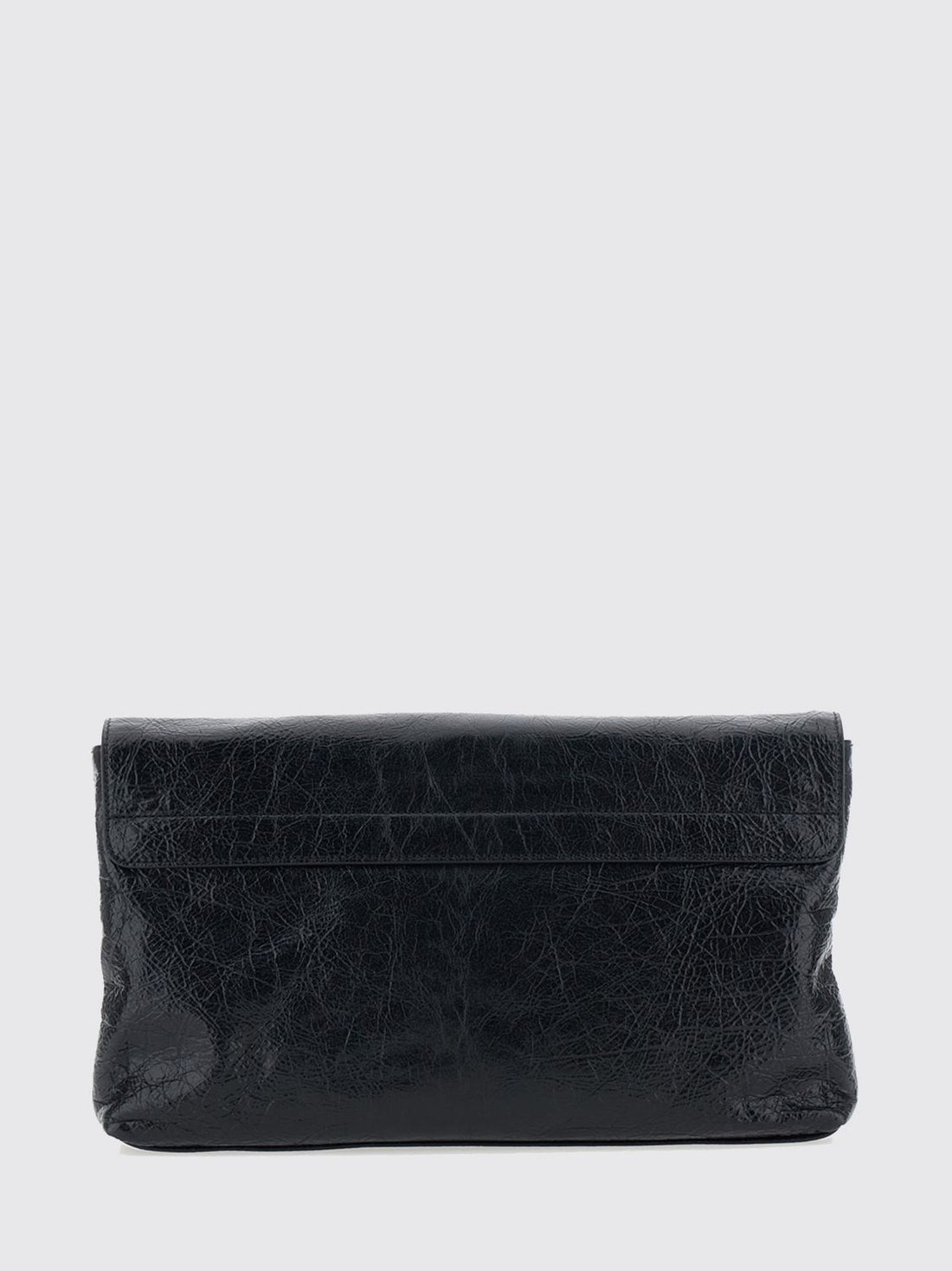 BALENCIAGA OS le city clutch in black arena lambskin leather with applied studs