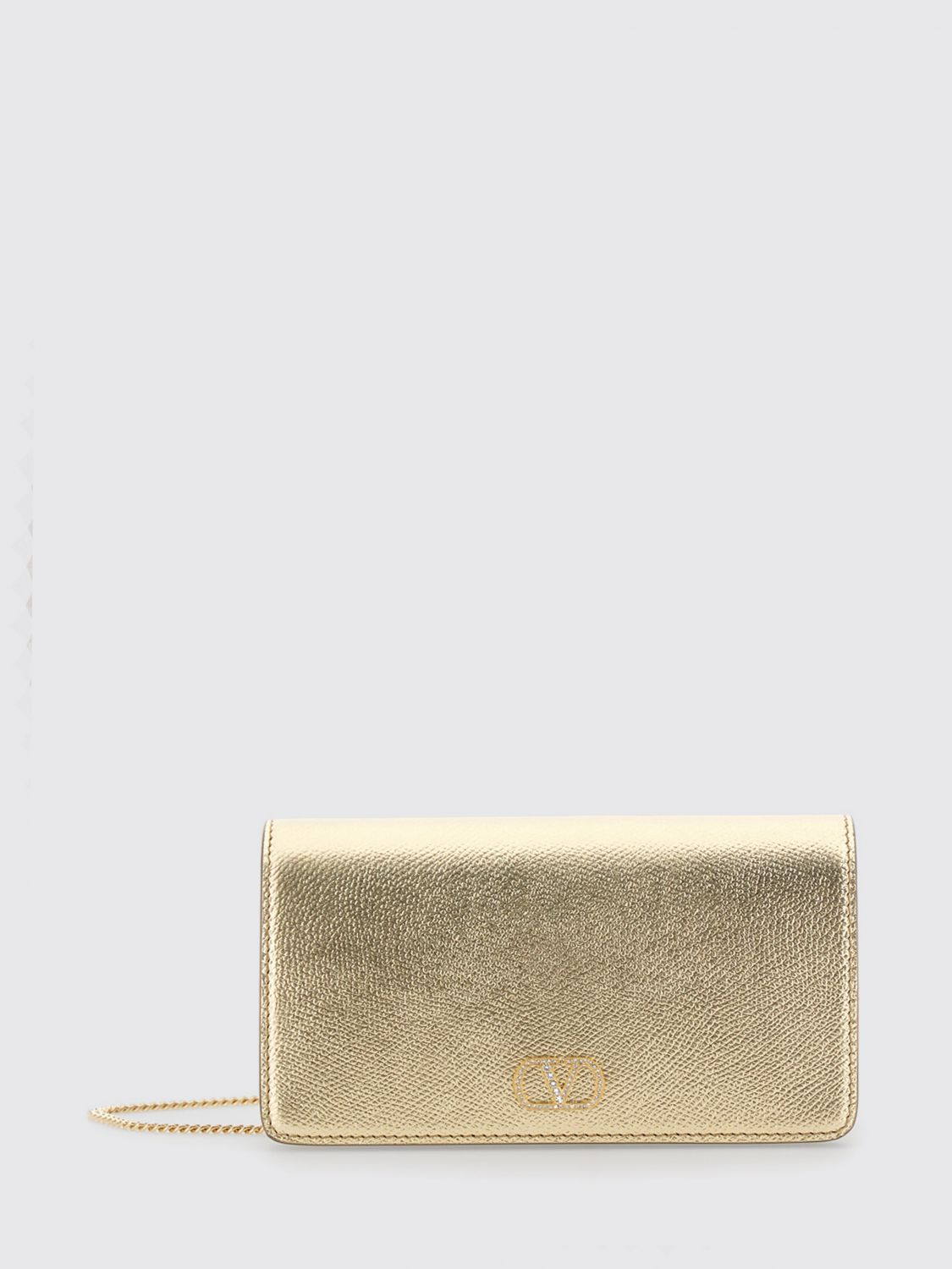 vlogo signature leather mini bag with rhinestones