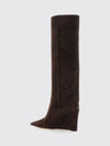 blake suede knee-high wedge boots with high heel