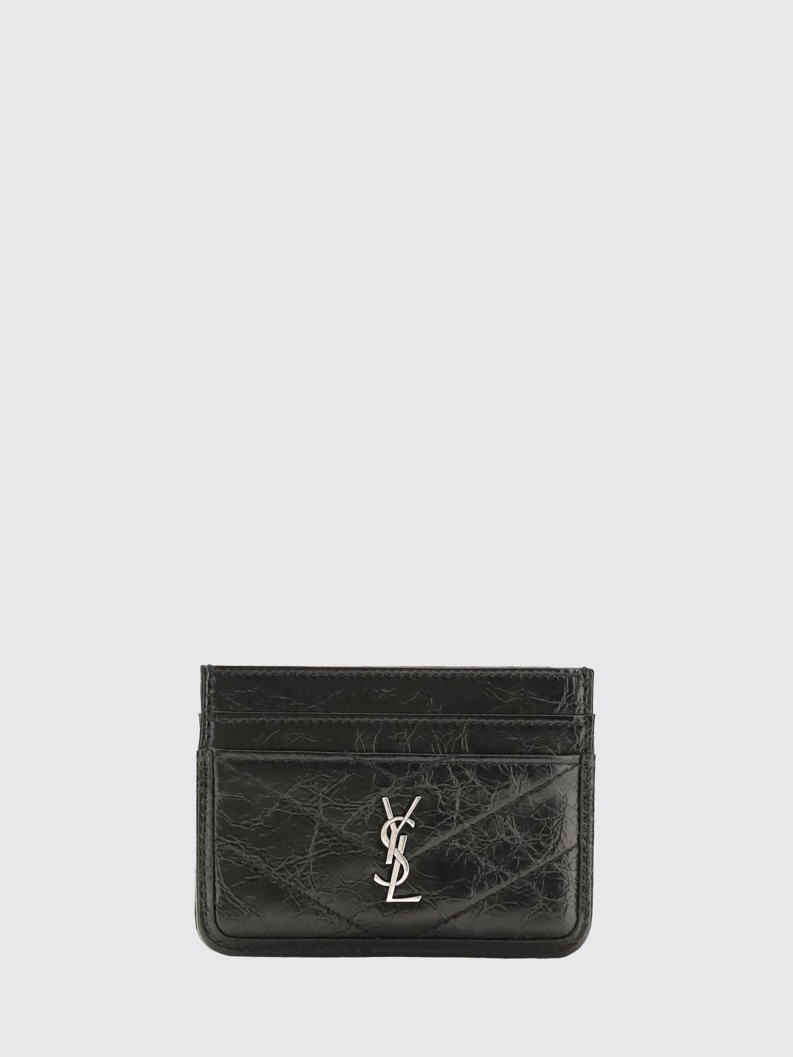 niki chevron leather card holder with ysl monogram
