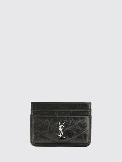 niki chevron leather card holder with ysl monogram