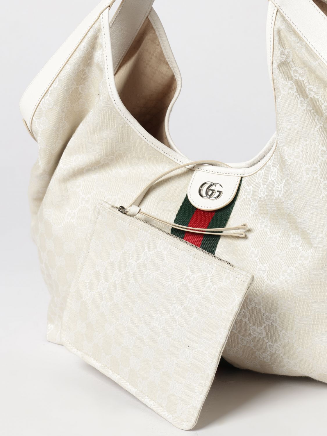 giglio double handle shoulder bag in striped gg jacquard