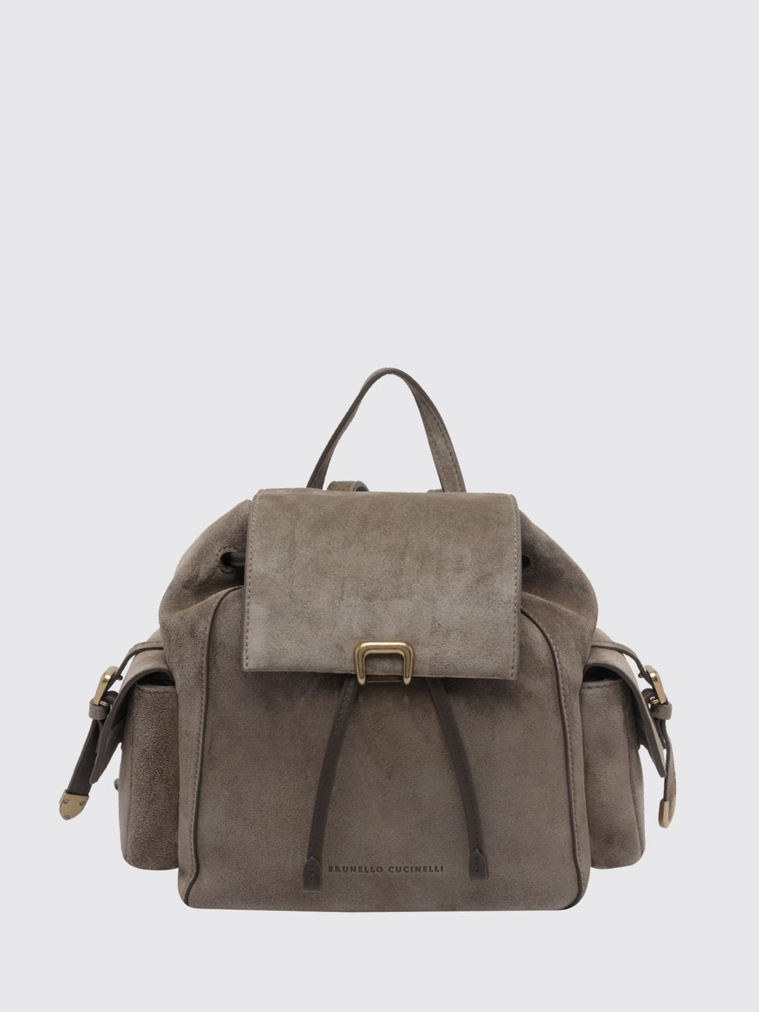 BRUNELLO CUCINELLI OS small suede backpack with drawstring closure and monili
