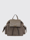 small suede backpack with drawstring closure and monili