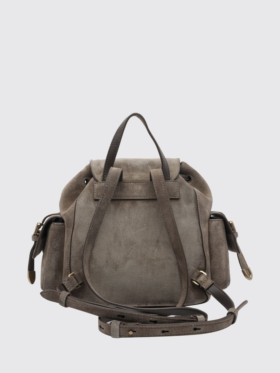 BRUNELLO CUCINELLI OS small suede backpack with drawstring closure and monili