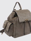 small suede backpack with drawstring closure and monili