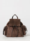 small suede backpack with drawstring closure and monili
