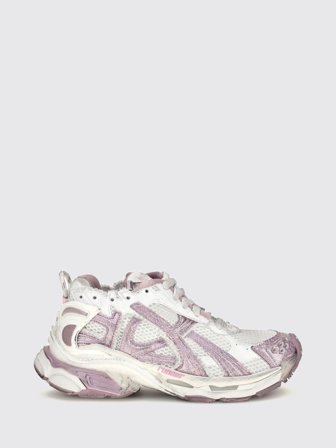 runner distressed-effect mesh and rubber trainers