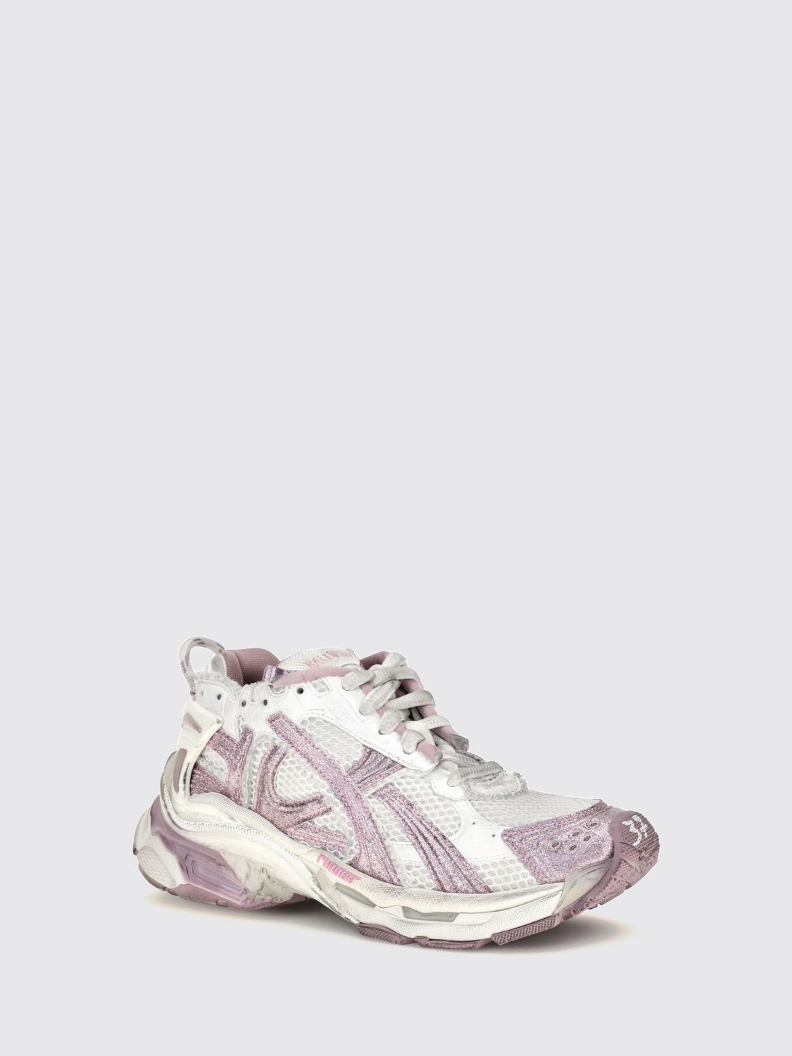 runner distressed-effect mesh and rubber trainers