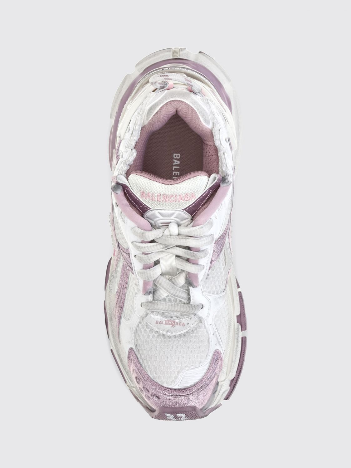 runner distressed-effect mesh and rubber trainers
