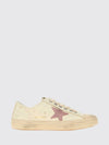 v-star leather sneakers with worn-out effect and contrast logo