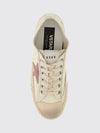 v-star leather sneakers with worn-out effect and contrast logo