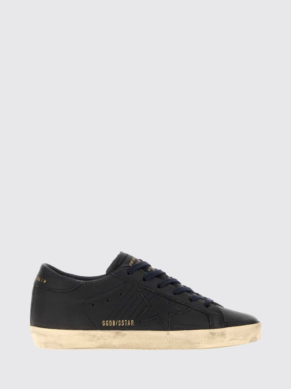 super-star grained leather sneakers with laminated logo