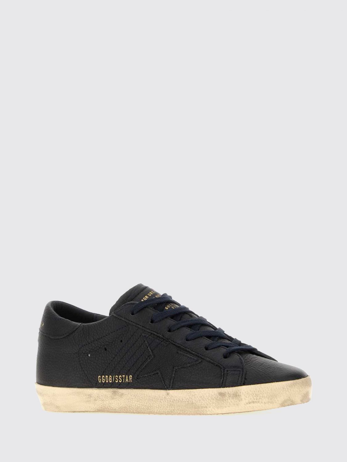 super-star grained leather sneakers with laminated logo