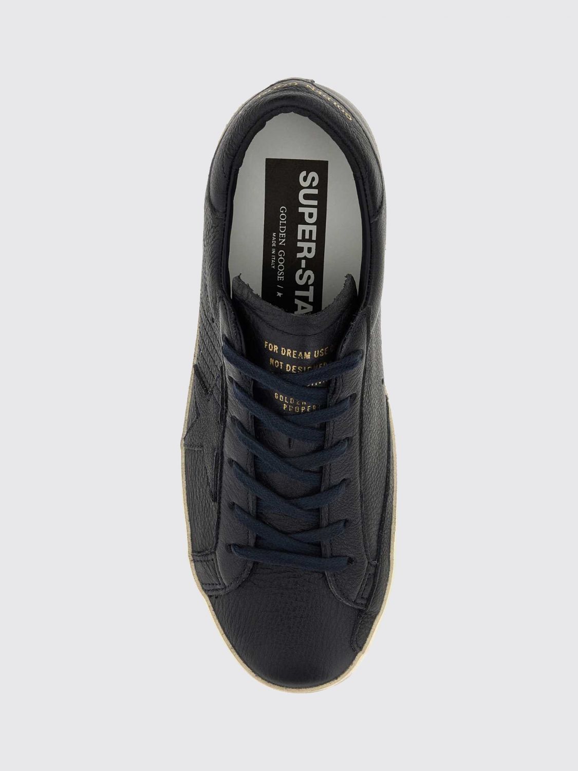super-star grained leather sneakers with laminated logo