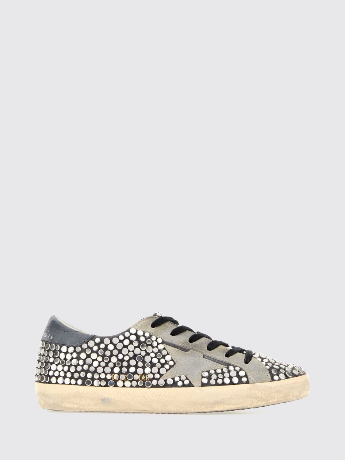 super-star leather sneakers with studs and worn-out effect