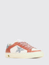 may leather and technical fabric sneakers with glitter logo