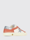 may leather and technical fabric sneakers with glitter logo