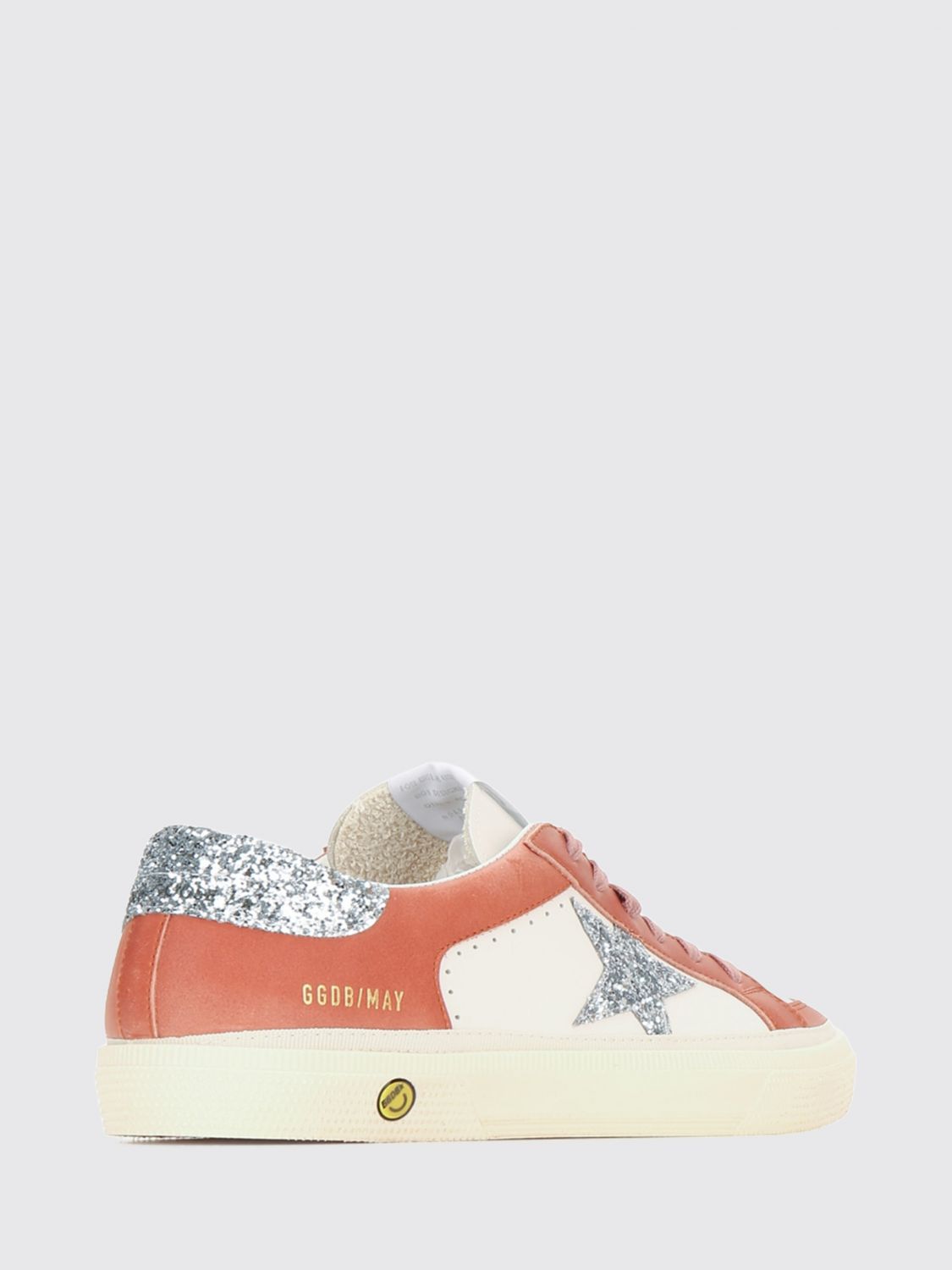 may leather and technical fabric sneakers with glitter logo