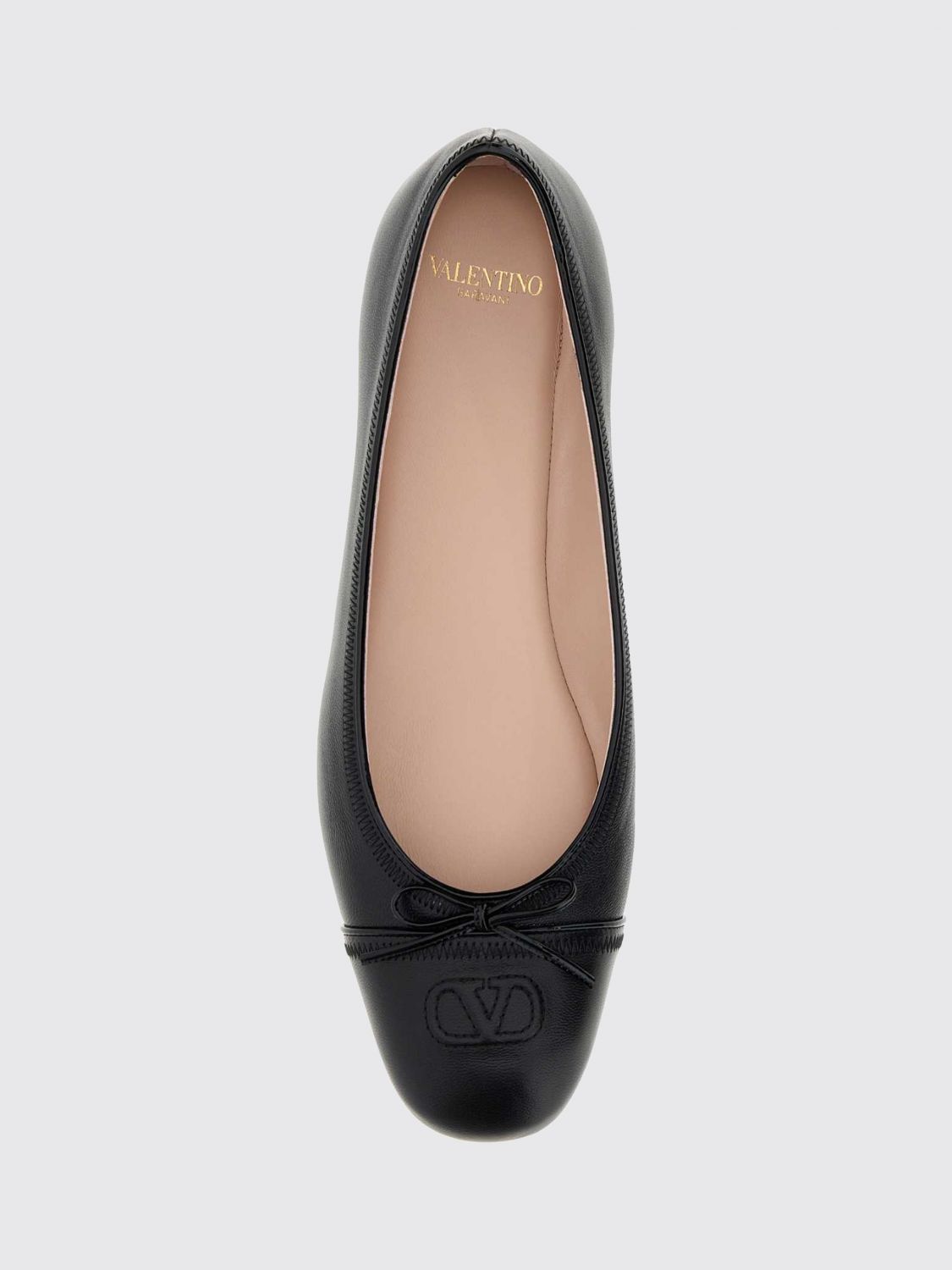 vlogo signature smooth leather ballet flats with bow