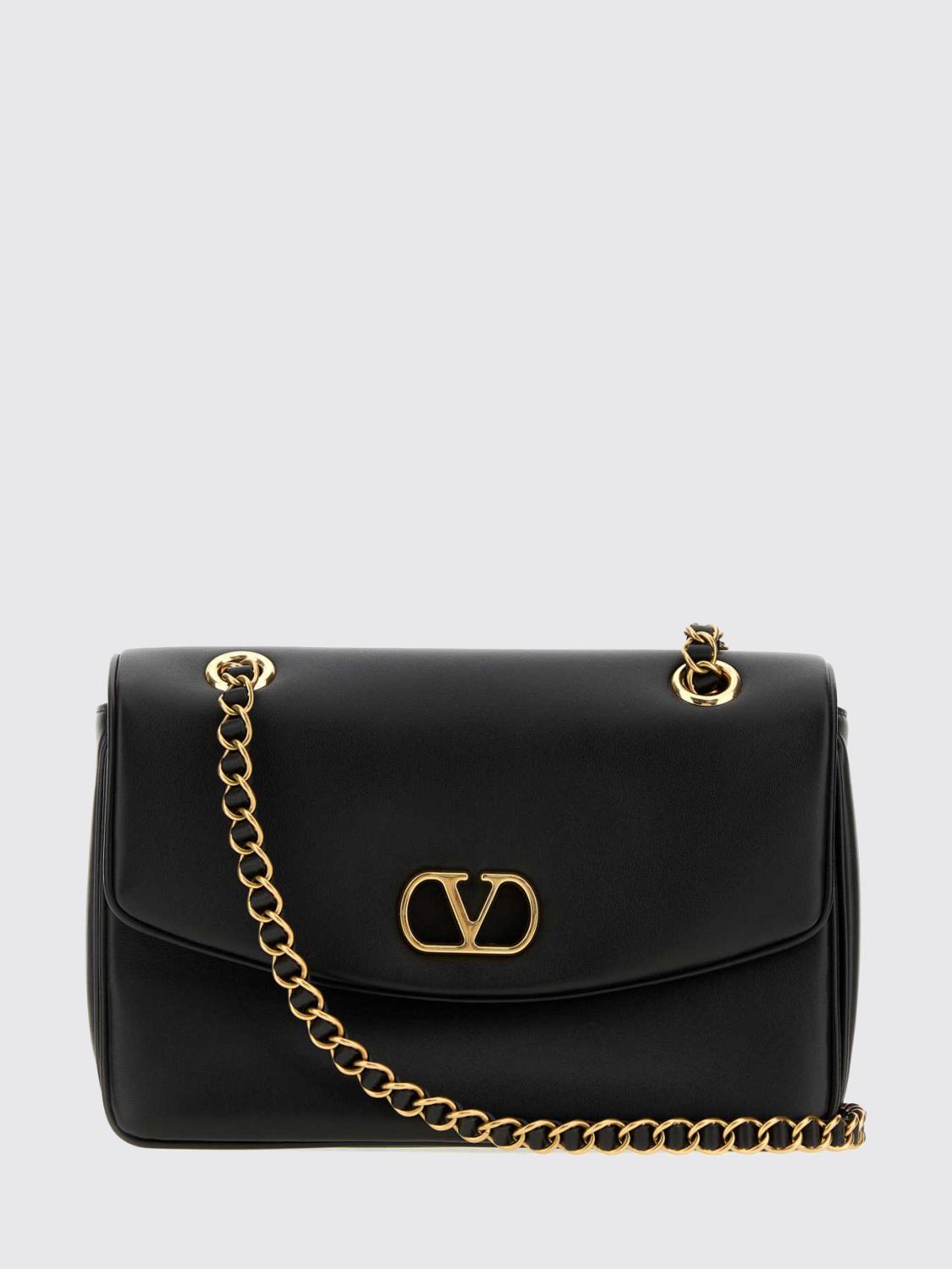 leather shoulder bag with vlogo signature
