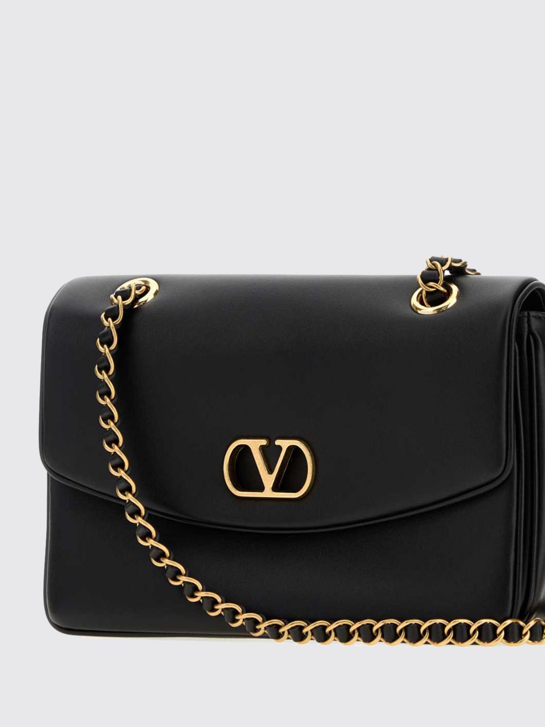 leather shoulder bag with vlogo signature