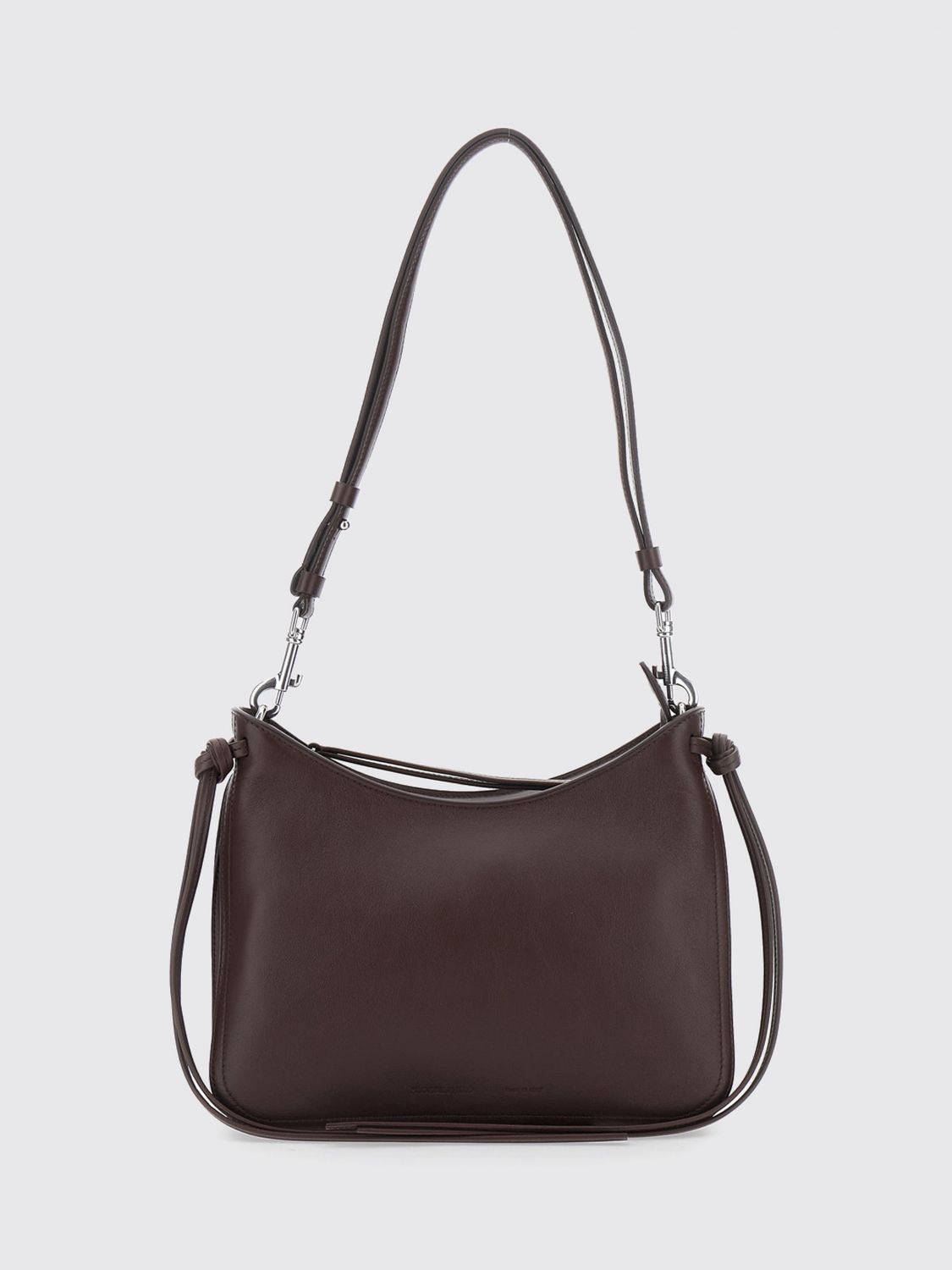 smooth leather shoulder bag with removable handle