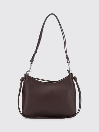 smooth leather shoulder bag with removable handle